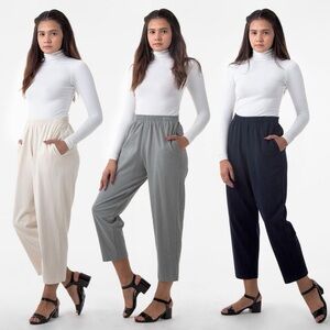 Los Angeles Apparel Heavy Jersey Garment Dye High Waist Tapered Leg Casual Pants